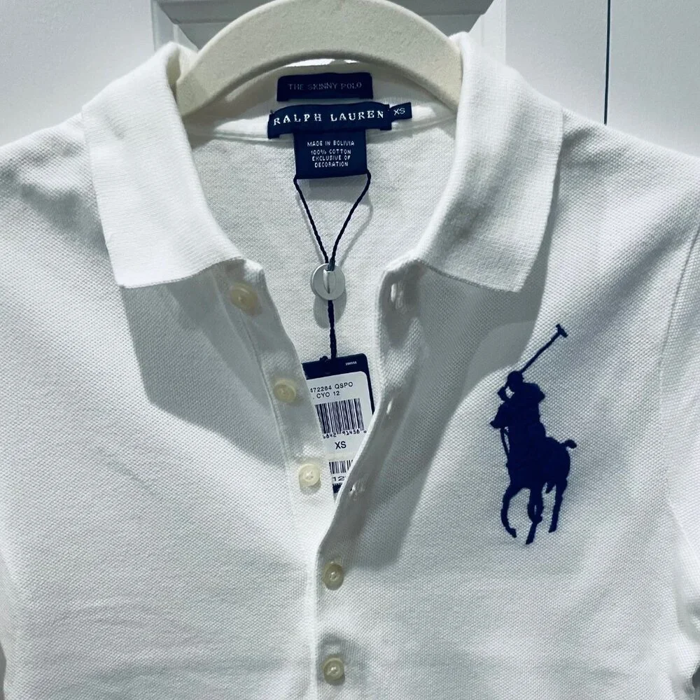 RALPH LAUREN "SKINNY" WHITE POLO - EXTRA SMALL - TAGS ON - Picture 6 of 7